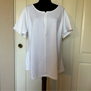 Susan Lucci QVC White 1/4 Zip Short Sleeve Blouse‎ Shirt Size 3X